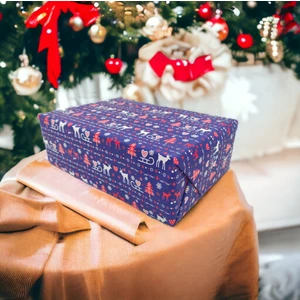 Roco Paper Co. Roco Paper Italyan Premium Yılbaşı Hediye Paketleme Ambalaj Kağıdı Rulo NO:445A 70*300 cm