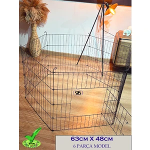Orbo- Köpek Oyun Eğitim  Alanı Çiti - 6 Parça Panel Çit - 60 cm *48 cm (Siyah Renk)