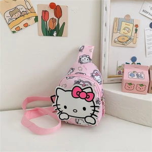 Sanrio Hello Kitty Çocuk Göğüs Çantası 2023 Kuromi Sevimli Bozuk Para Cüzdanı Omuz Çantası Erkek Kız Çapraz Vücut Çanta Moda Askılı Çanta (Yurt Dışından)