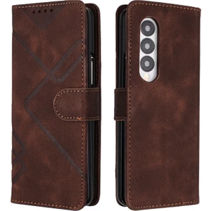 Yihang Boutique Samsung Galaxy Z Fold 4, Kart Yuvası Standlı Flip Cüzdan Pu Deri Manyetik Kapak (Yurt Dışından)