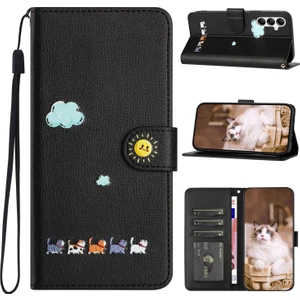 Yihang Boutique Samsung Galaxy A14 Kart Tutuculu Deri Manyetik Folyo Kapak, Kickstand - Tpu Darbeye Dayanıklı Dayanıklı Koruyucu Telefon Kılıfı (Yurt Dışından)