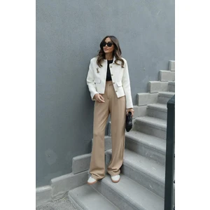 Bej Senta Cırt Cırt Kapamalı Palazzo Pantolon