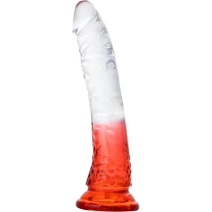 Love Glow Raınbow Clear Ultra Yumuşak Dokulu Testissiz Realistik Jel Penis - Kırmızı