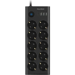 Fulltech FTR14 Type-C Girişli Akım Korumalı 10'lu Priz, 3 USB