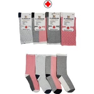 Kardeşler Çorap Kadın Çok Renkli Şeker Çorabı Pamuklu Sıkmayan Çorap 4'lu Paket