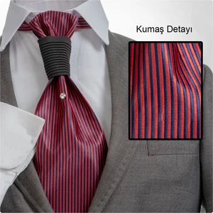 Exve Exclusive Kırmızı Lacivert Elegant Jakar Dokuma Damatlık & Özel Geceler Için Lüks Tuxedo Taşlı Kravat AG0105
