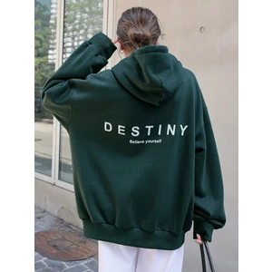 Destıny Tasarım Baskılı Sweatshirt Koyu Yeşil