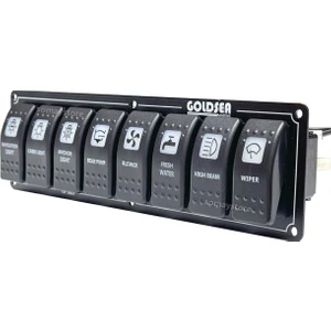 8 Anahtar Swicth Panel Slim Model 12-24V Beyaz Cam Kırmızı Işıklı