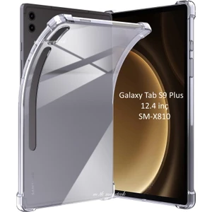 M.TK Moveteck Samsung Galaxy Tab S9 Fe+ Plus 12.4 Tablet Kılıf Arkası Şeffaf Köşe Korumalı Darbe Önleyici Anti Shock Şeffaf Silikon Armor Pp Ultra Slim Sararmaz