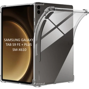 M.TK Moveteck Samsung Galaxy Tab S9 Fe + Plus 12.4 Inç Kılıf Darbe Önleyici Anti Shock Şeffaf Silikon Kapak Armor Pp Ultra Slim Sararmaz