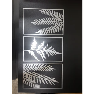 Numa Concept Yapraklar 3'lü Tablo Gümüş Pleksi 40x25 Cm