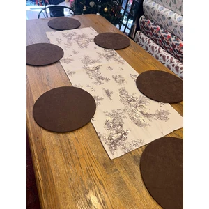 Tuğçe Demir Home Design Kahve Country Desen Runner Supla Set