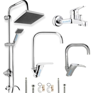 Kca Armatür Kca Robot Duş Sistemi Banyo Lavabo Mutfak Musluğu Çeşmesi Bataryası 4'lü Ful Set