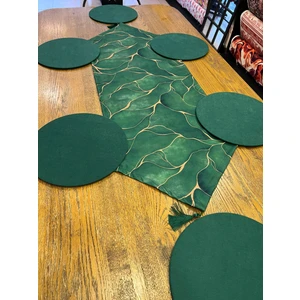 Tuğçe Demir Home Design Yeşil Epoksi Desen Runner Supla Set