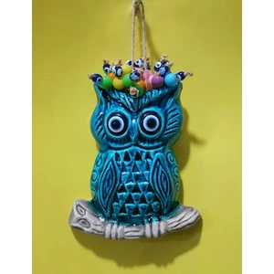 Zk Concept Baykuş Figürlü Renkli Boncuklu Duvar Bahçe Balkon Süsü 19CM