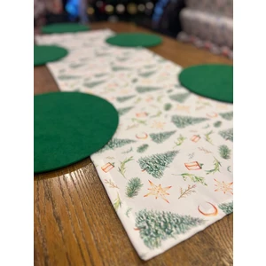 Tuğçe Demir Home Design Yılbaşı Çam Ağacı Desen Runner Supla Set