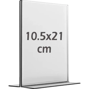 Best Reklam 10 5 x 21 cm T Tipi Dikey Şeffaf Föylük Menü Broşür Etiket Fotoğraflık Masaüstü Stand Sehpa Sunum