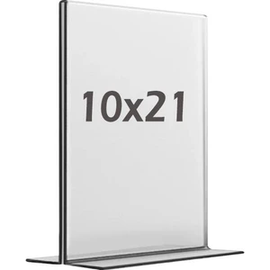 Best Reklam 10x21 cm T Tipi Dikey Şeffaf Pleksi Föylük Menü Broşür Etiketlik Fiyatlık Fotoğraflık Masaüstü Stand Sehpa Sunum
