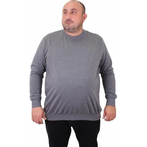 Büyük Beden Sıfır Yaka Classic Sweat 23216 Grı