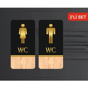 Dekoratif Ev Duvar Dekorasyon Bay ve Bayan Wc Yönlendirme Seti 2 Li Set