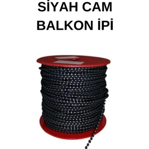 Bulut Dizayn Bulut Dizayn- 10 Metre Cam Balkon Plastik Boncuklu Ip Zincirleri Boncuk Çapı 4.5 mm 10 Metre (Siyah)