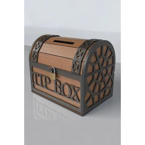 Klitli Tip Box Bahşiş Kutusu ve Kumbara Sandık Tipi Ahşap Tipbox