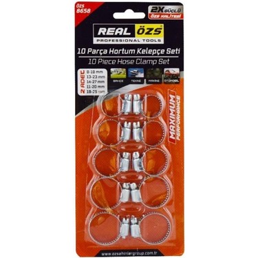 Real Özs ÖZS8658 Hortum Kelepçe Seti Ayarlı 2xgüçlü 10 Parça Fiyatı