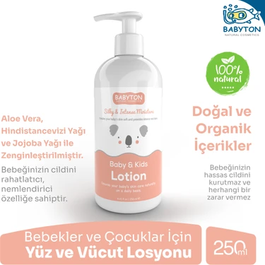 Babyton Bebek ve Çocuklar Için Doğal İçerikli  Yüz ve Vücut Losyonu 250