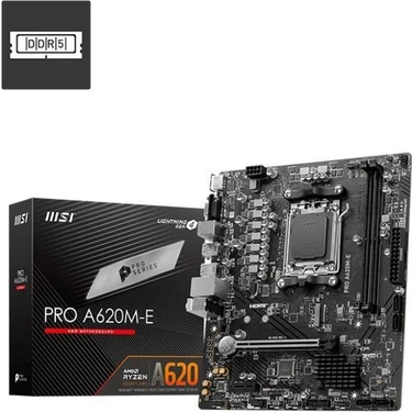 MSI Pro A620M-E Ddr5 6800MHZ 1xvga 1xhdmı 1xm.2 USB 3.2 Matx Am5 ( Amd Am5 7000 Serili Işlemci