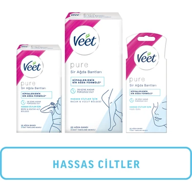 Veet Pure Hipoalerjenik Sir Ağda Bandı Komple Bakım Seti (Yüz + Bikini & Koltuk Altı + Bacak &