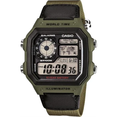 Casio AE-1200WHB-3BVDF Standart Erkek Kol Saati 10 ATM Suya Dayanıklı Dijital Fonksiyonlu Plastik