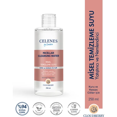 Celenes By Sweden Yoğun Nemlendici ve Yatıştırıcı Cloudberry Misel Temizleme Suyu Kuru ve Hassas