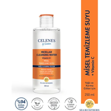 Celenes By Sweden Aydınlatıcı ve Cilt Tonu Eşitleyici Sea Buckthorn Misel Temizleme Suyu Yağlı ve