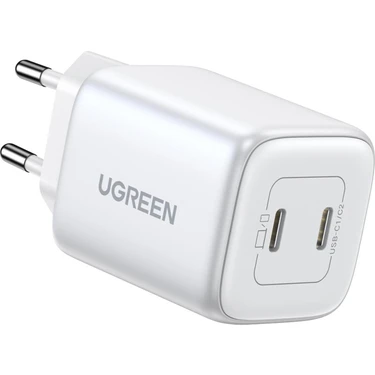 UGREEN Nexode 45W GaN Hızlı Şarj Cihazı QC PD 2xUSB-C, Beyaz -