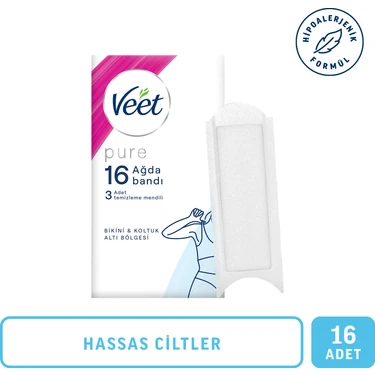 Veet Pure Hipoalerjenik Sir Ağda Bandı 16'lı Bikini & Koltuk Altı Bölgesi İçin Temizleme