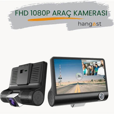 Hangast HC-006 4'' 1080P Araç Içi 3 Kameralı Gece Görüşlü Türkçe Menü Yol Kayıt Araç