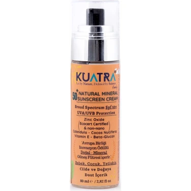 Kuatra SPF 50+ Doğal - Mineral - Nemlendirici Güneş Koruyucu Krem (Bebek-Çocuk-Yetişkin)