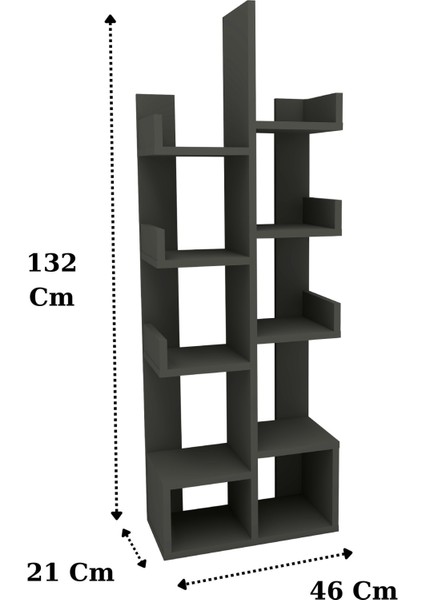 Enda Home Pamfilya 10 Bölmeli/Raflı Kitaplık Antrasit