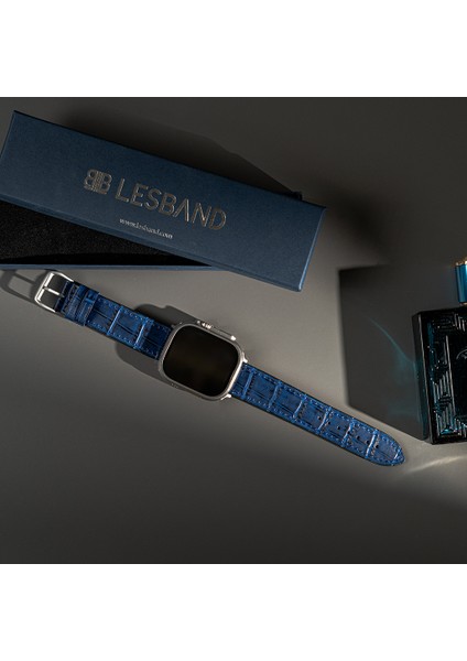 Lesband Leather crocco Mavi Gerçek Deri Apple Watch Kordon Seri 1-8, Se, Ultra ve Ultra 2 ile Uyumlu fiyatları