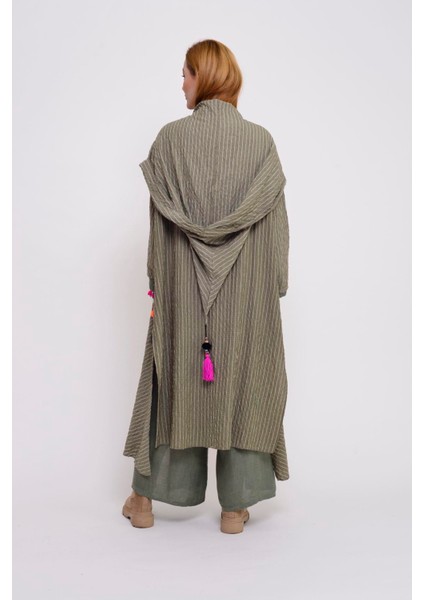 Cadı Kapüşonlu Cepli Boho Mevsimlik Panço & Kap