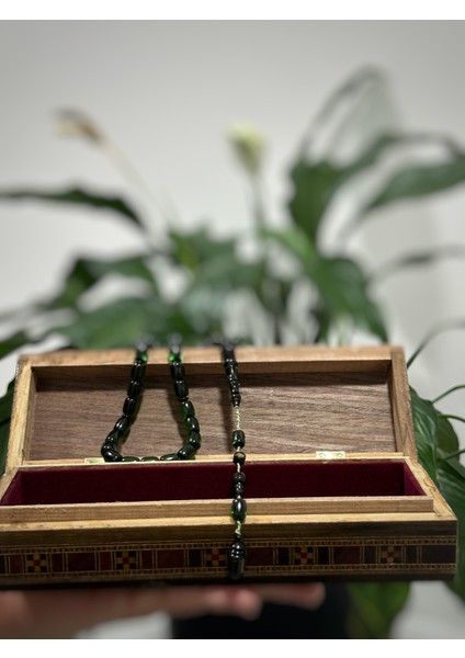 Usta Işçilikli Ateş Kehribar ( Ahşap Kutulu) Tesbih