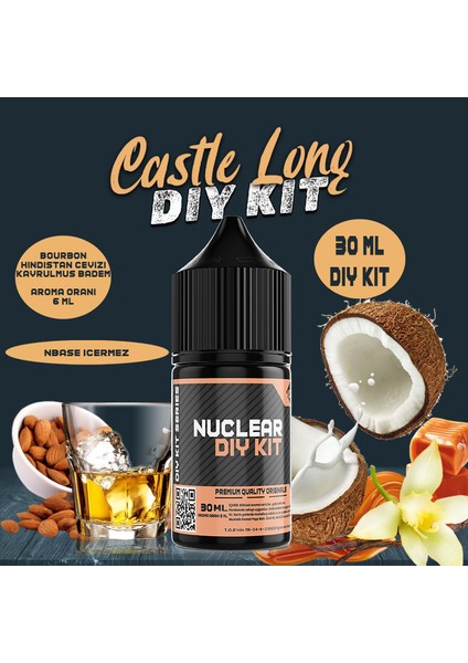 Castle Long 30 60 100 ml Dıy Kit Kavrulmuş Badem Bourbon Gıda Aroması 6 ml (Aroma Içerir )