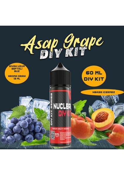 Asap Grape 30 60 100 ml Dıy Kit Siyah Üzüm Buz Aroması 6 ml (Aroma Içerir )