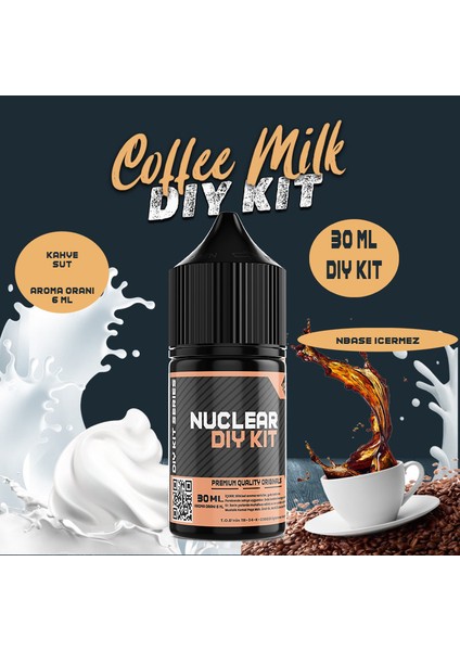 Coffee Milk 30 60 100 ml Dıy Kit Kahve Süt Gıda Aroması 6 ml (Aroma Içerir )