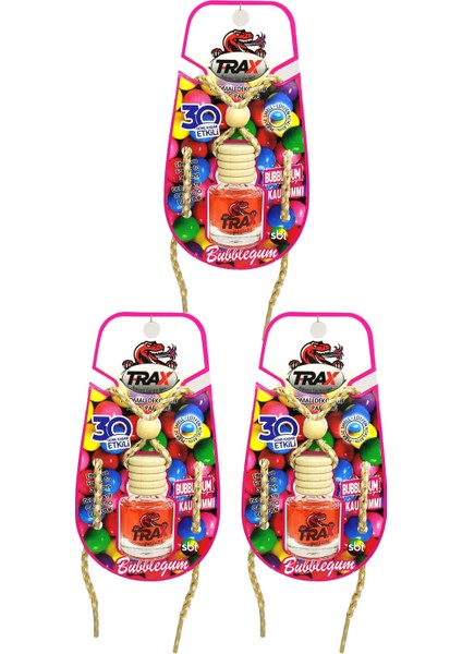 Bubblegum - 3'lü Aynaya Asmalı Ipli Aromalı Dekoratif Araç Parfümü