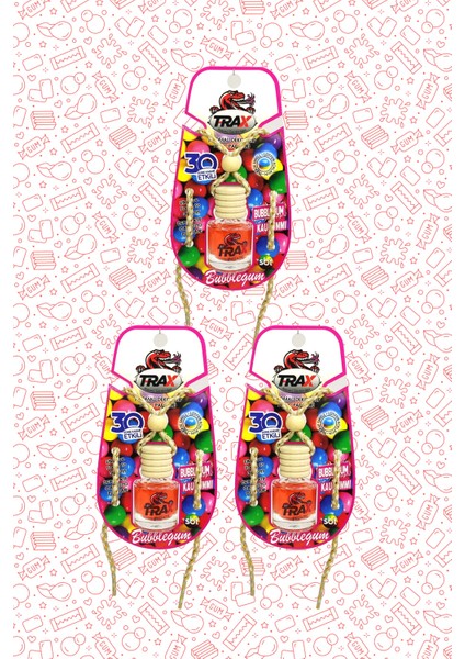 Bubblegum - 3'lü Aynaya Asmalı Ipli Aromalı Dekoratif Araç Parfümü fiyatları