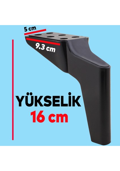 Logan 6'lı Set Mobilya Tv Ünitesi Çekyat Koltuk Kanepe Destek Ayağı 16 Cm Siyah Ayakları M8 Civata