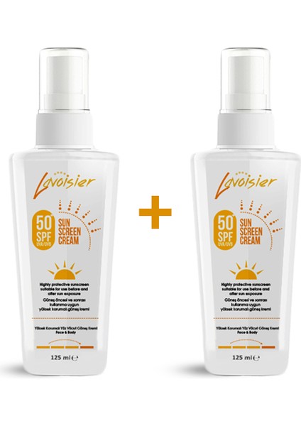 50 Spf Yüksek Korumalı Güneş Kremi 125 ml x 2