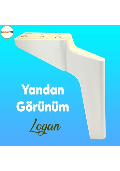 Logan 6'lı Set Mobilya Tv Ünitesi Koltuk Kanepe Destek Ayağı 19 Cm Beyaz Altın Ayakları M8 Civata