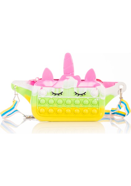 All Wear Silikon Popit Unicorn Bel Çantası % Bod Bag,sarı-Yeşil